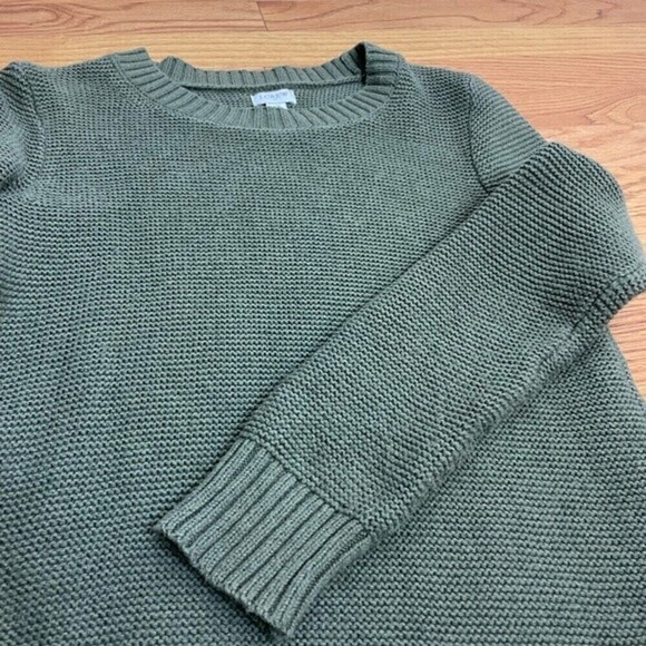 J. Crew Factory green crew neck knit sweater cotton/wool sweater - Picture 10 of 10